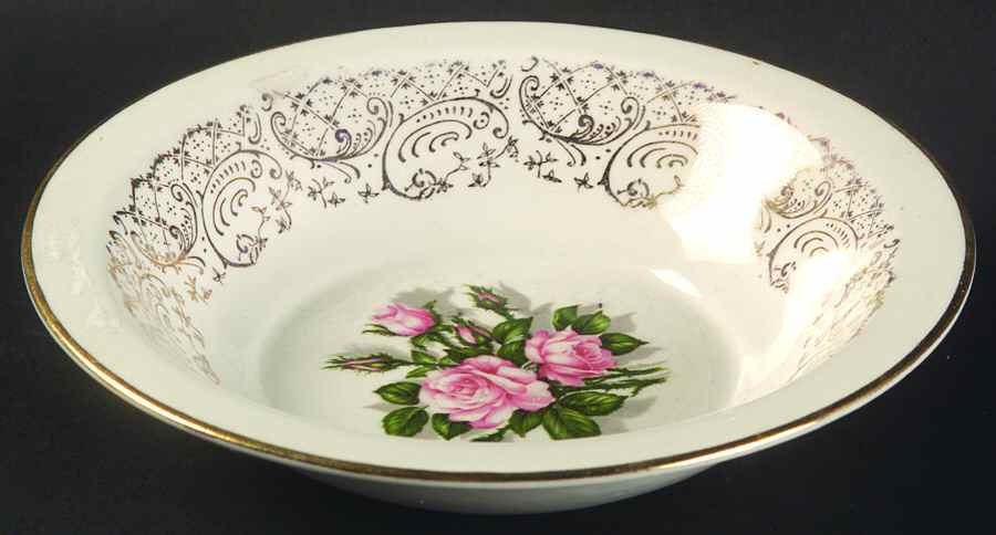 Tudor Rose (Pink Rose Center) Rim Fruit/Dessert (Sauce) Bowl by Georgian China-1