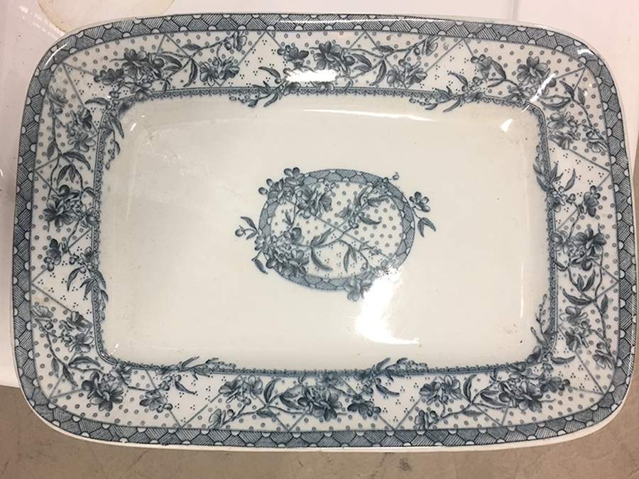 Malta Blue (No Gold Accents) 14" Rectangular Serving Platter by Grindley-1