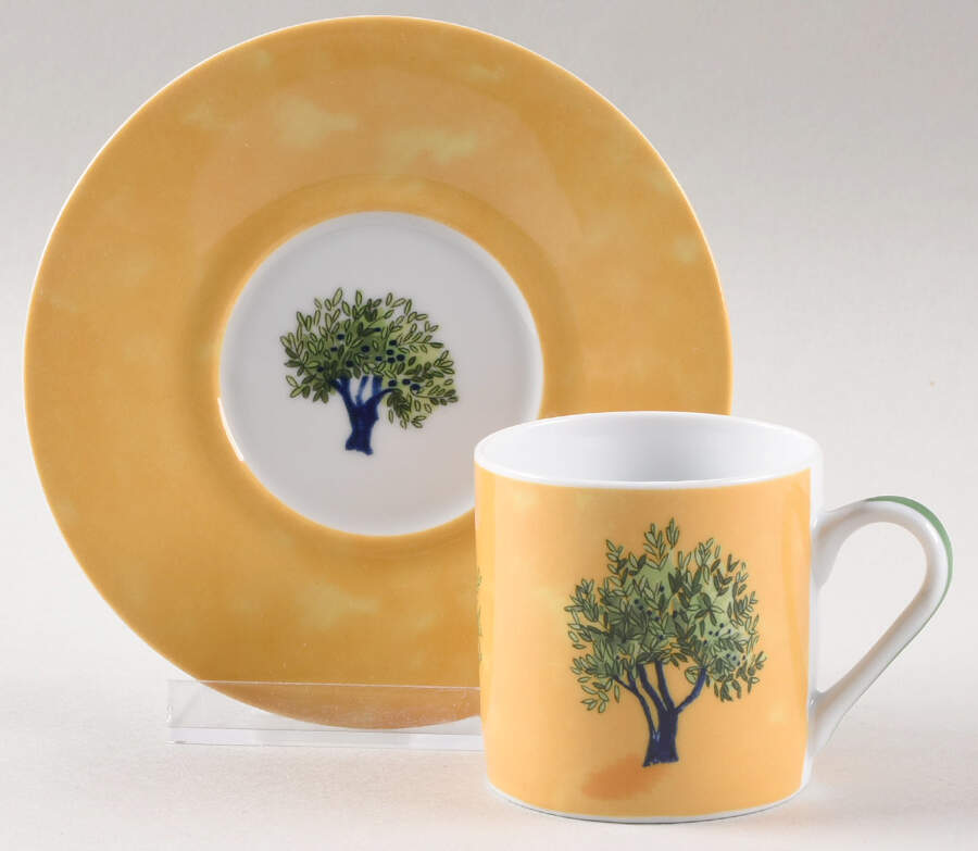Ouliveiro Flat Demitasse Cup & Saucer Set by Guy Degrenne-1
