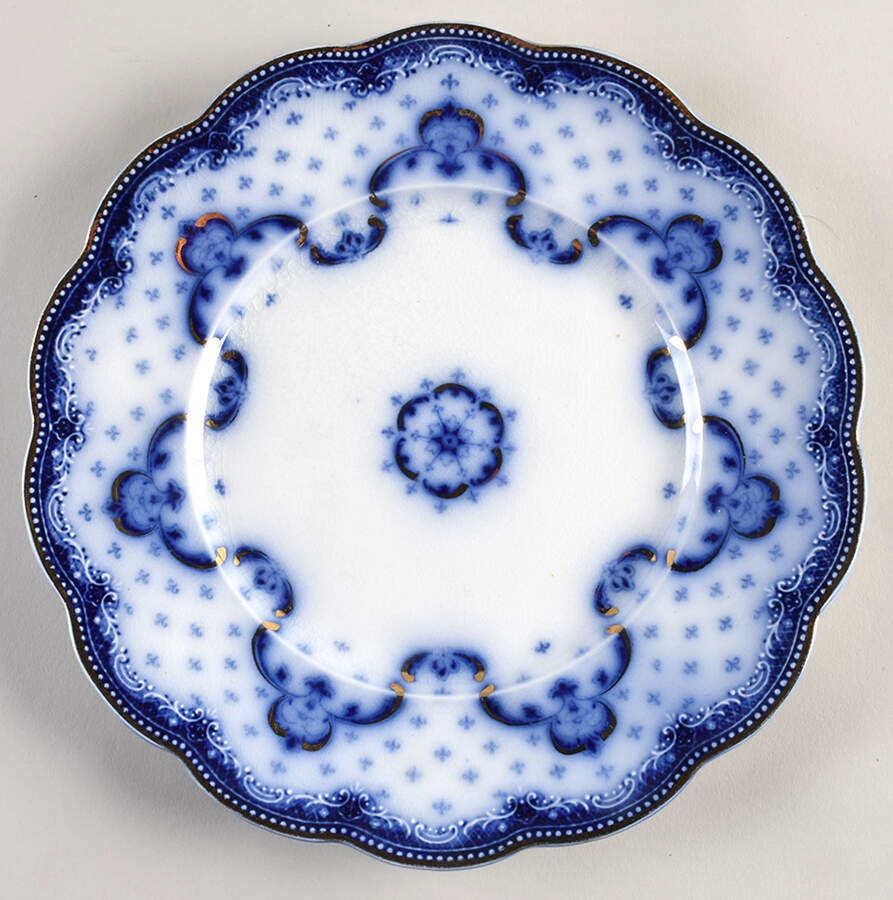 Keele (Flow Blue, Gold Accent) Luncheon Plate by Grindley-1