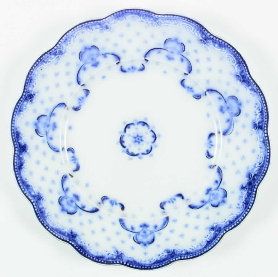 Keele (Flow Blue, Gold Accent) Salad Plate by Grindley-1