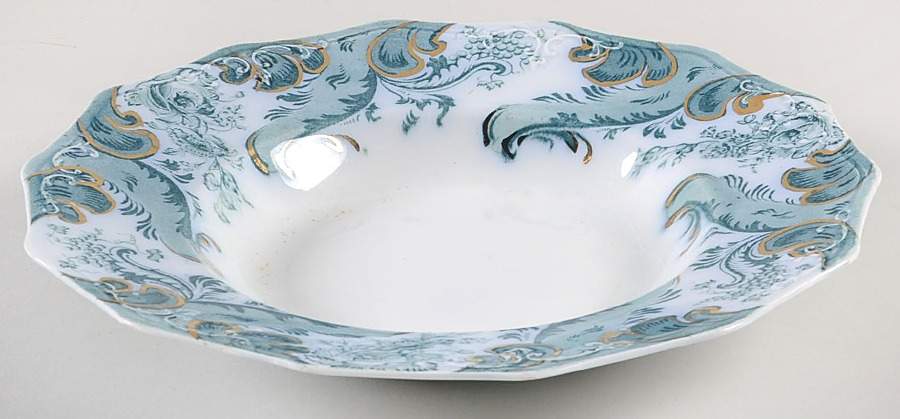 Argyle (Green, Gold Accent) Rim Soup Bowl by Grindley-1