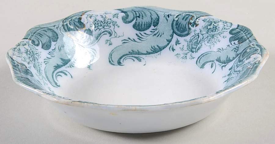 Argyle (Green, Gold Accent) Fruit/Dessert (Sauce) Bowl by Grindley-1