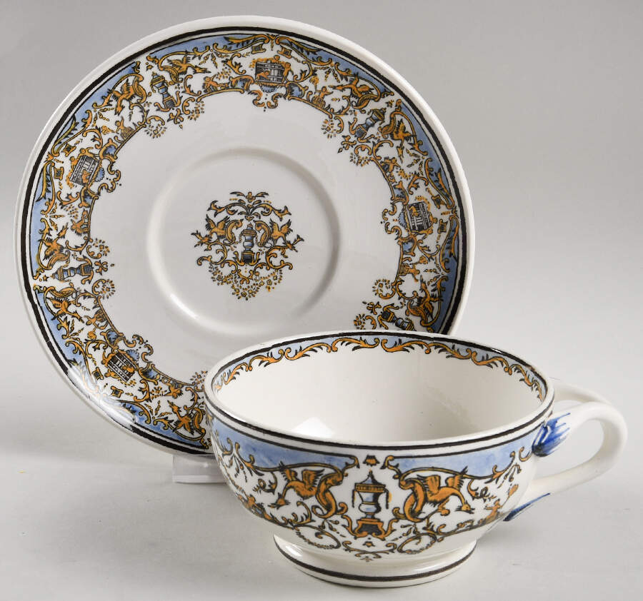 Dionysos Breakfast Cup & Saucer Set by Faiencerie De Gien-1