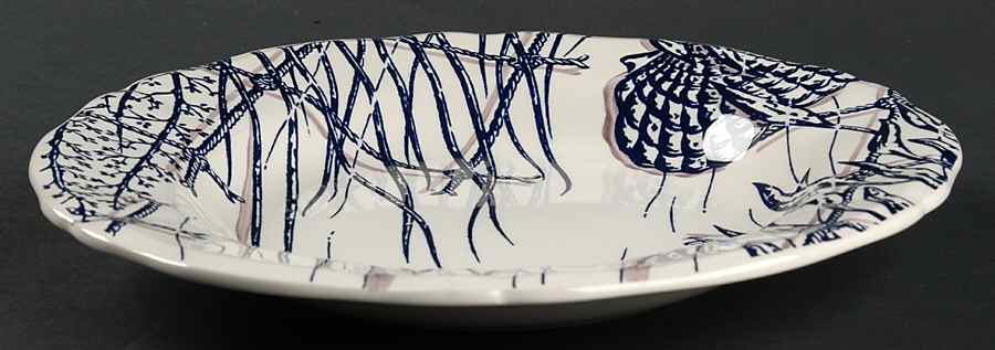 Ocean Blue (Bleu) Large Rim Soup Bowl by Faiencerie De Gien-1