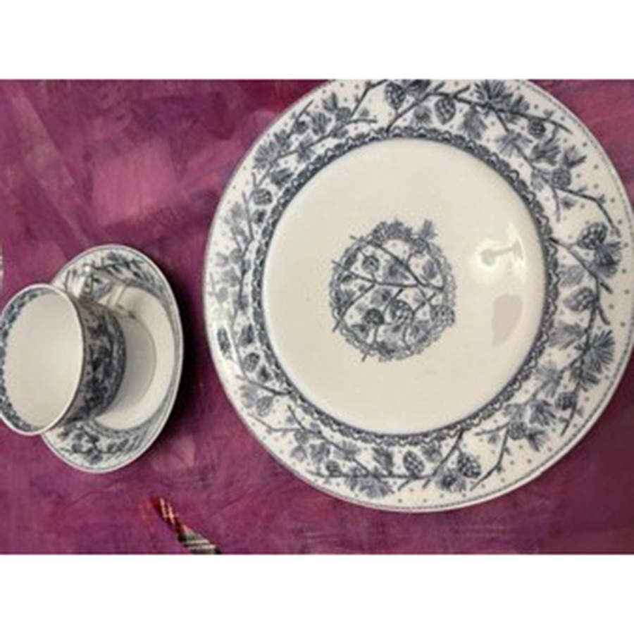 Oxfrod Blue Flat Cup & Saucer Set by Grindley-1