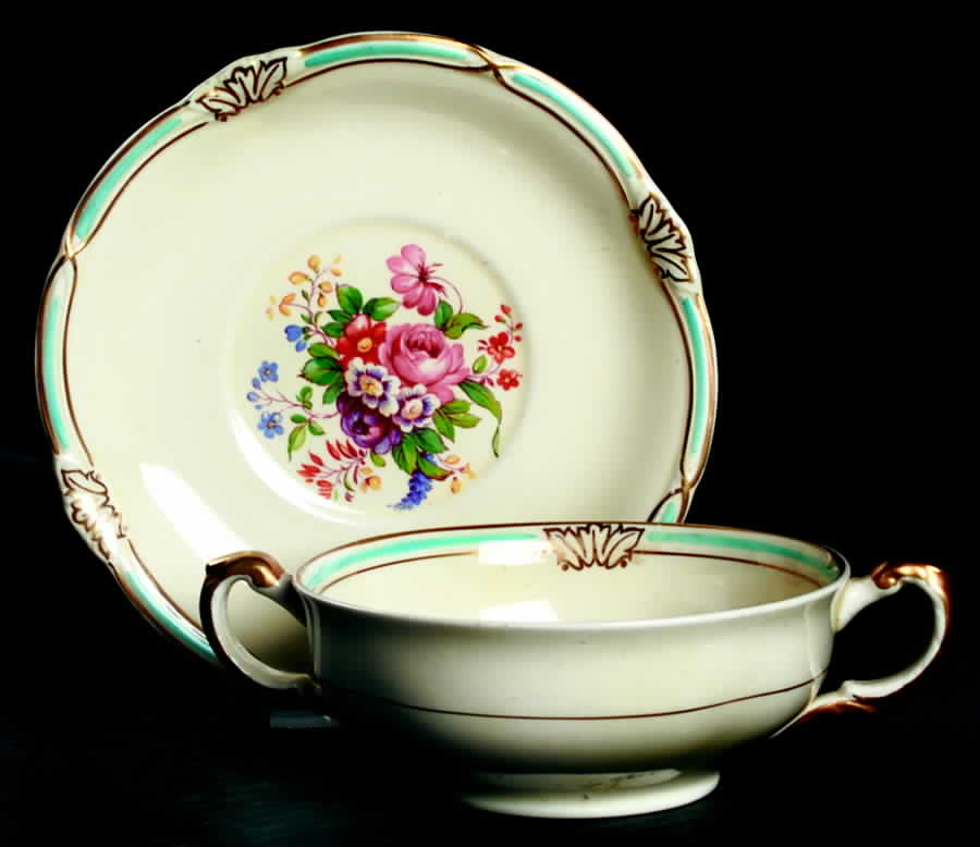 GRI263 Footed Cream Soup Bowl & Saucer Set by Grindley-1