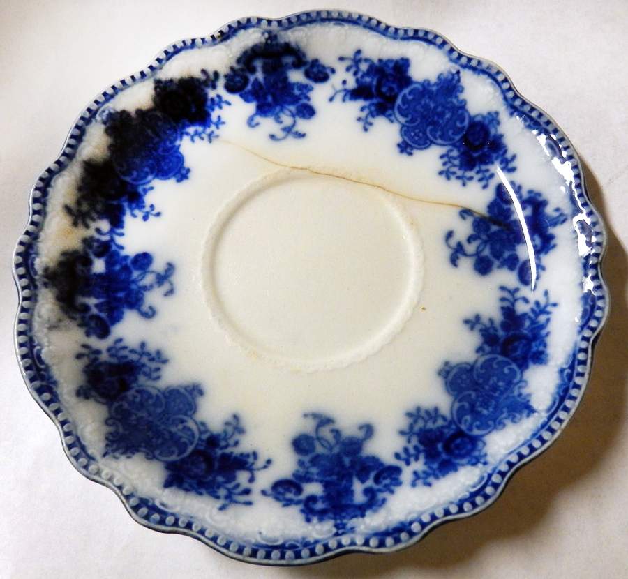 Clarence (Flow Blue, No Gold) Saucer by Grindley-1