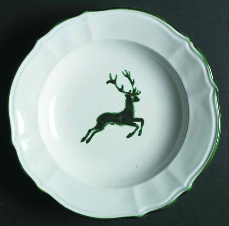 Wild Stag Green (Rim, Scalloped) Dinner Plate by Gmundner Austria-1