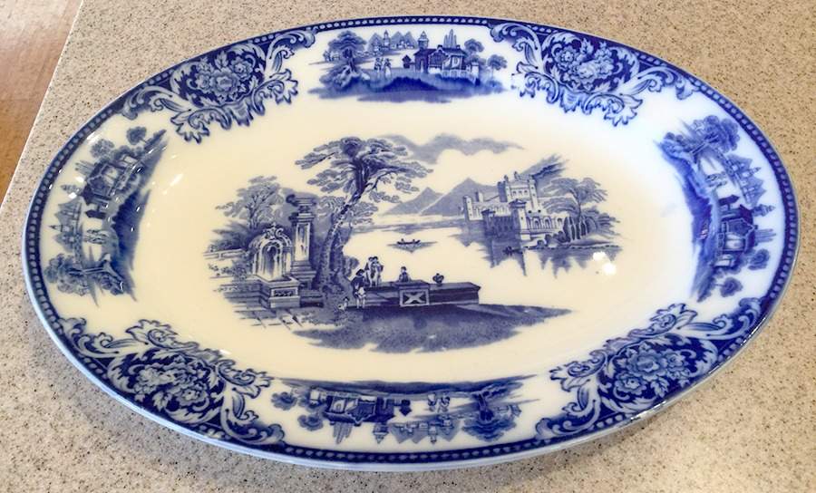 Shanghai Blue 14" Oval Serving Platter by Grindley-1