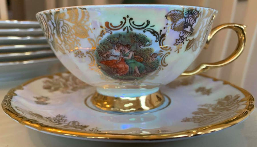 L'Amour Footed Cup & Saucer Set by Unger & Schilde (Roschutz)-1