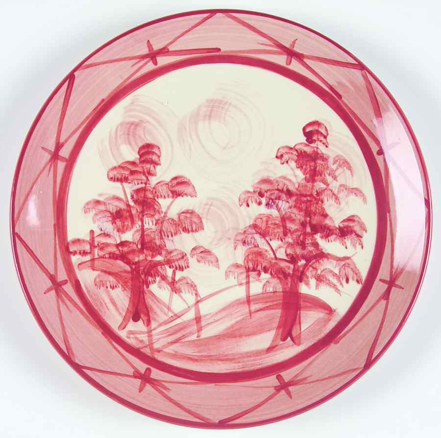 Toile Red Dinner Plate by Gail Pittman-1