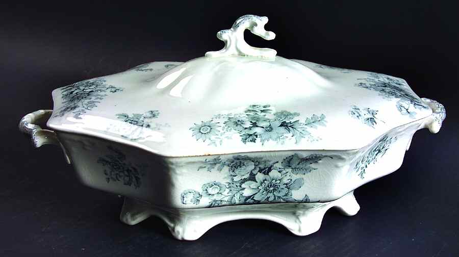 Chatsworth Blue Gray (No Gold) Oval Covered Vegetable by Grindley-1
