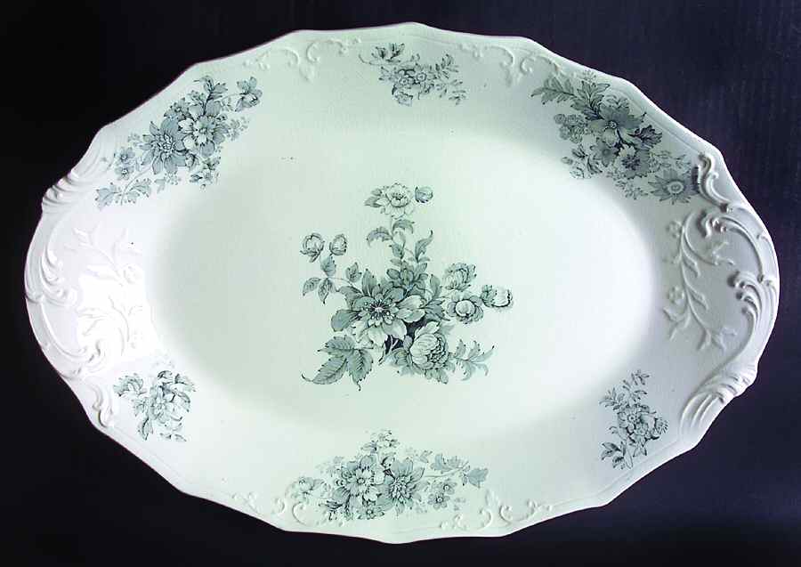 Chatsworth Blue Gray (No Gold) 17" Oval Serving Platter by Grindley-1