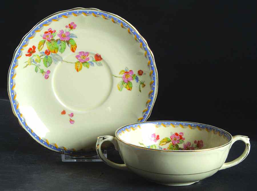 GRI295 Flat Cream Soup Bowl & Saucer Set by Grindley-1
