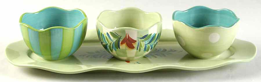 Provence 3 Piece Tidbit Set & Tray by Gail Pittman-1