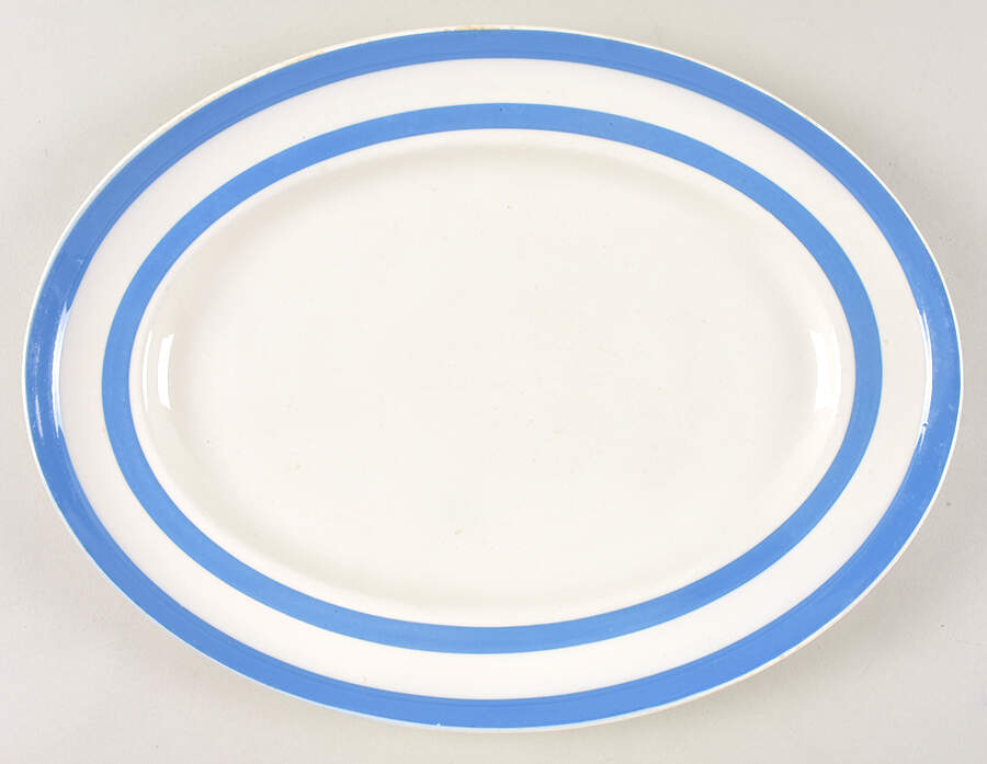 Cornish Blue White (Shield and TG Green Stamp) 13" Oval Serving Platter by T G Green (England)-1