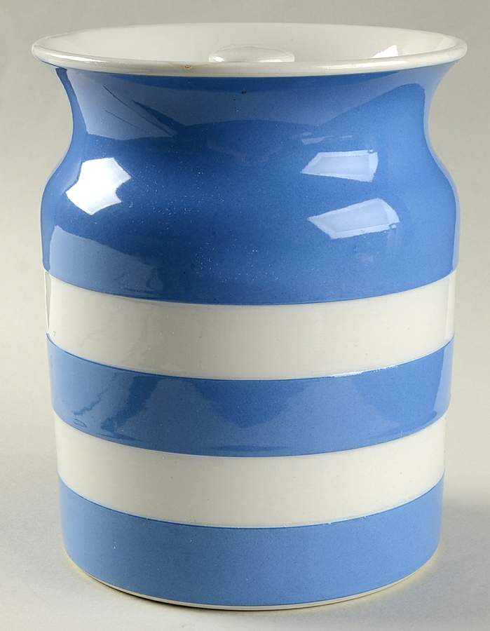 Cornish Blue White (Shield and TG Green) 7" Storage Jar & Lid by T G Green (England)-1