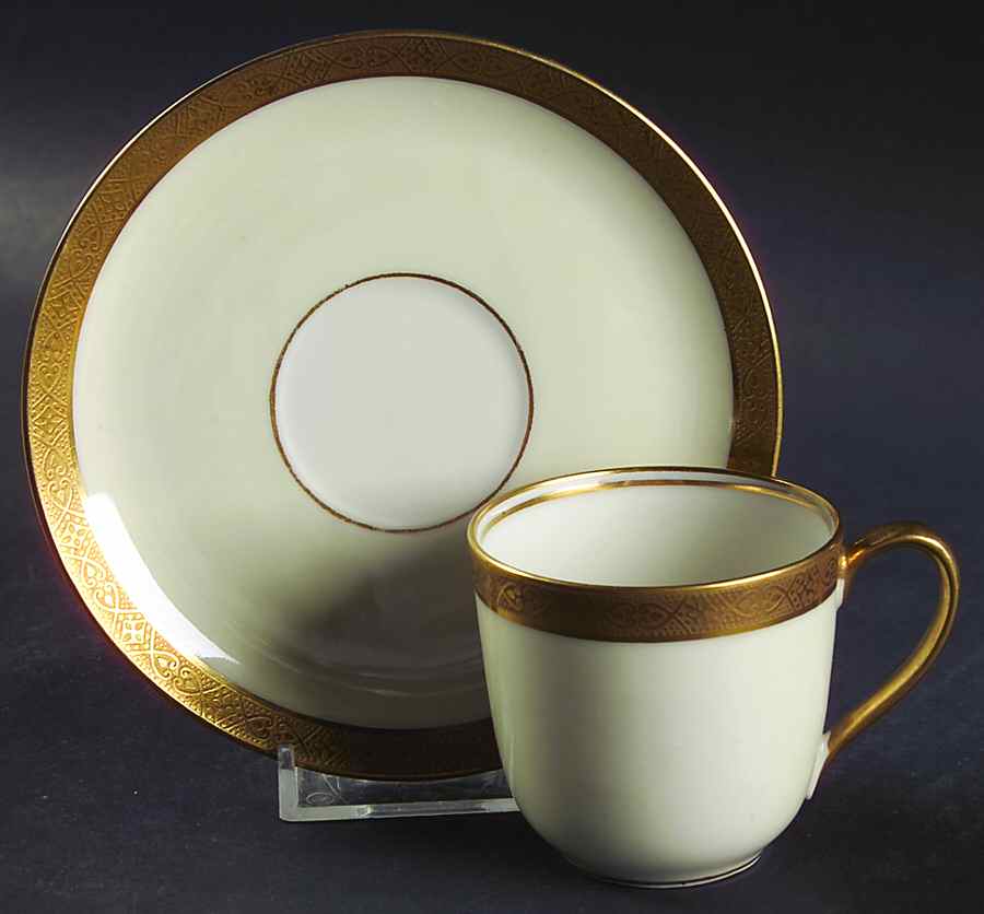 GRR10 Flat Demitasse Cup & Saucer Set by Granger-Limoges-1