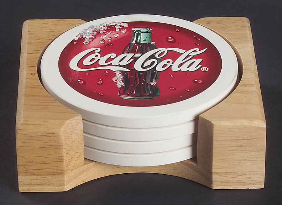 Coca Cola 5-Piece Coaster Set (Holder & 4 Coasters) by Gibson Designs-1