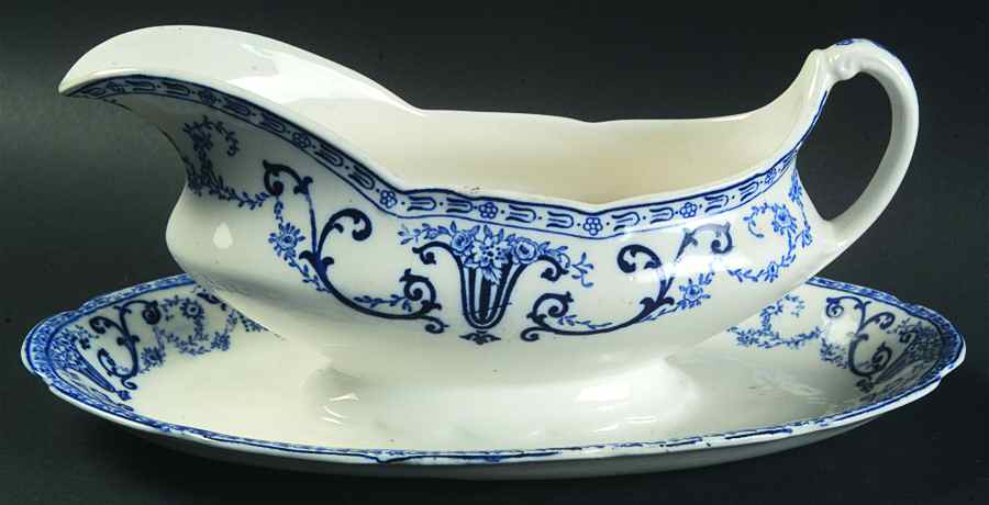 Denton (Transferware) Gravy Boat with Attached Underplate by Grindley-1