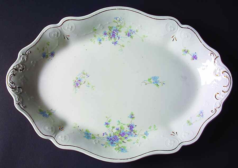 Dorothy (Blue and Purple Flower) 16" Oval Serving Platter by Grindley-1