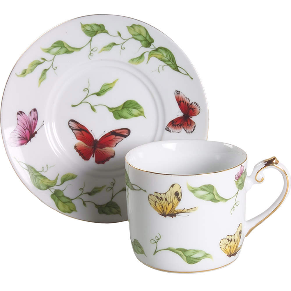 Butterfly Garden Flat Cup & Saucer Set by Godinger-1