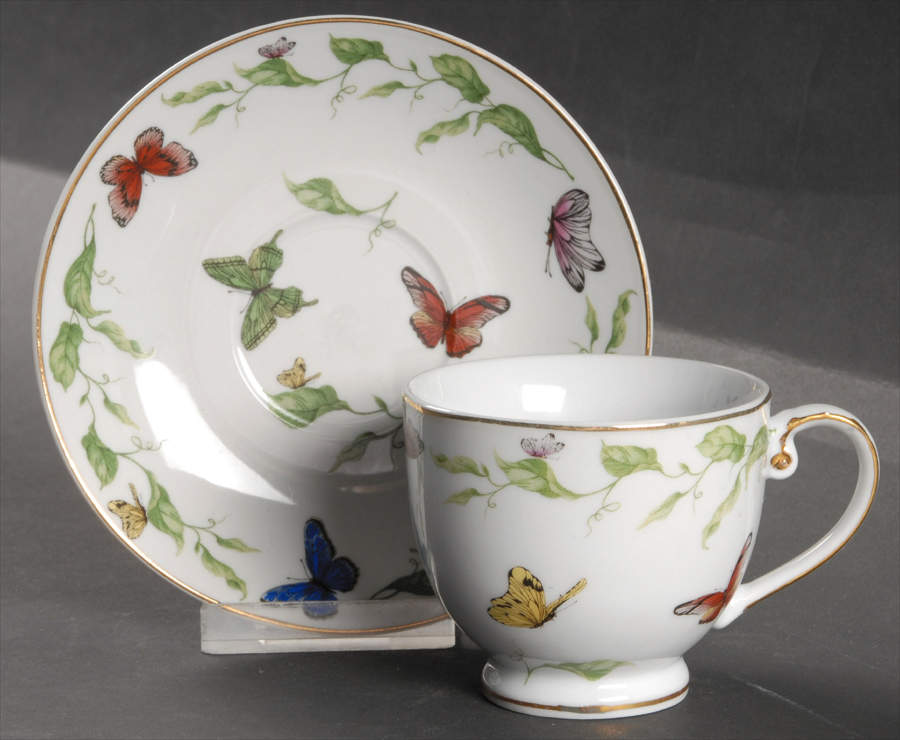 Butterfly Garden Footed Cup & Saucer Set by Godinger-1