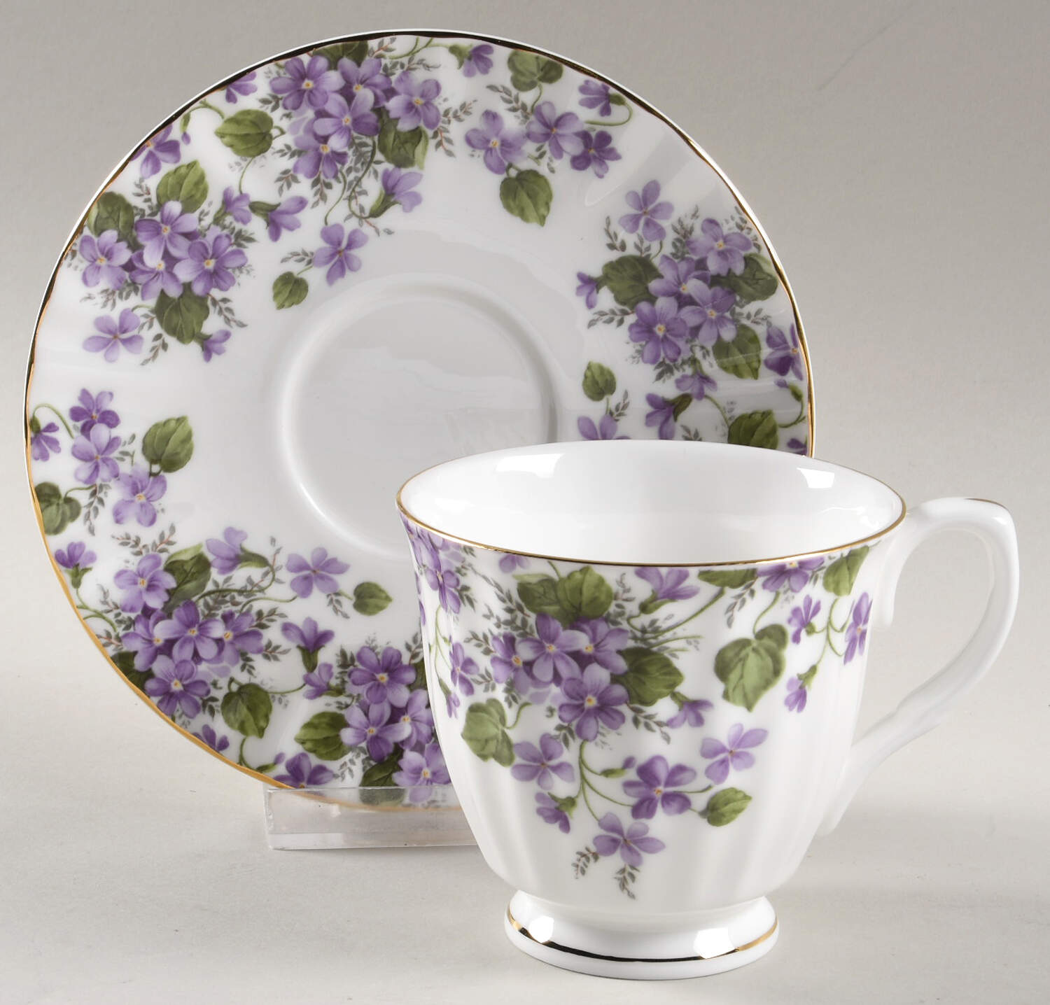 Violet Footed Cup & Saucer Set by Gracie Bone China-1