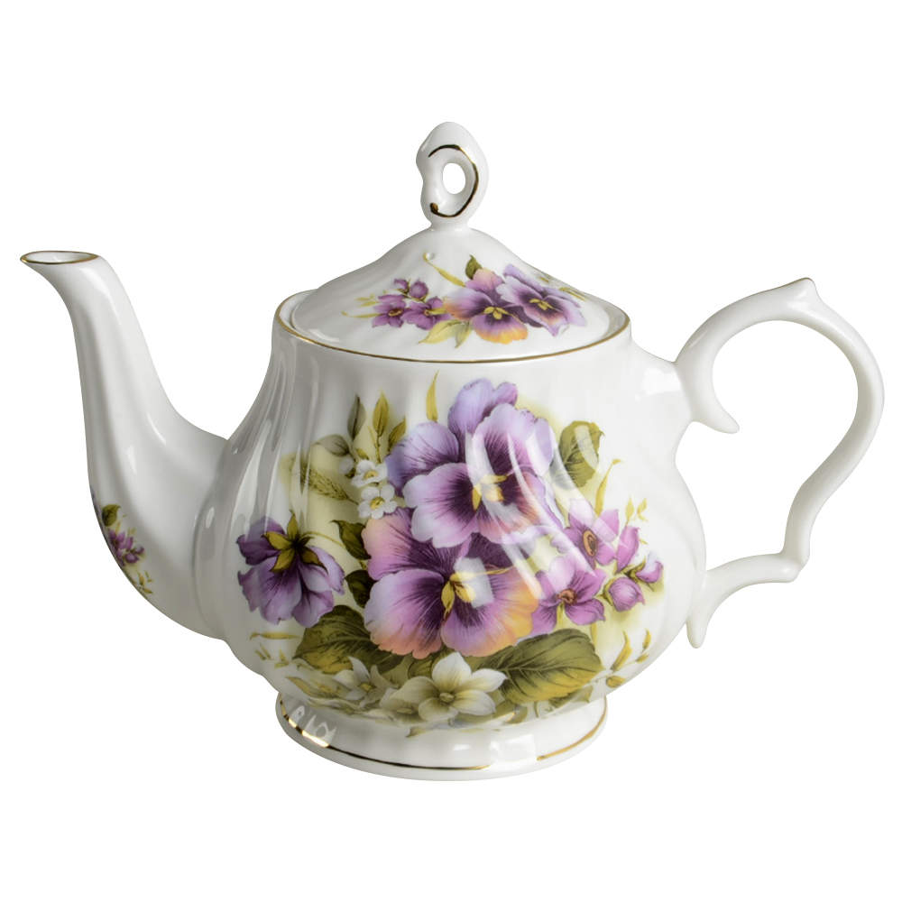Pansy Teapot & Lid by Gracie Bone China-1