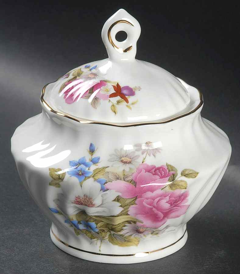 Grace's Rose Sugar Bowl & Lid by Gracie Bone China-1