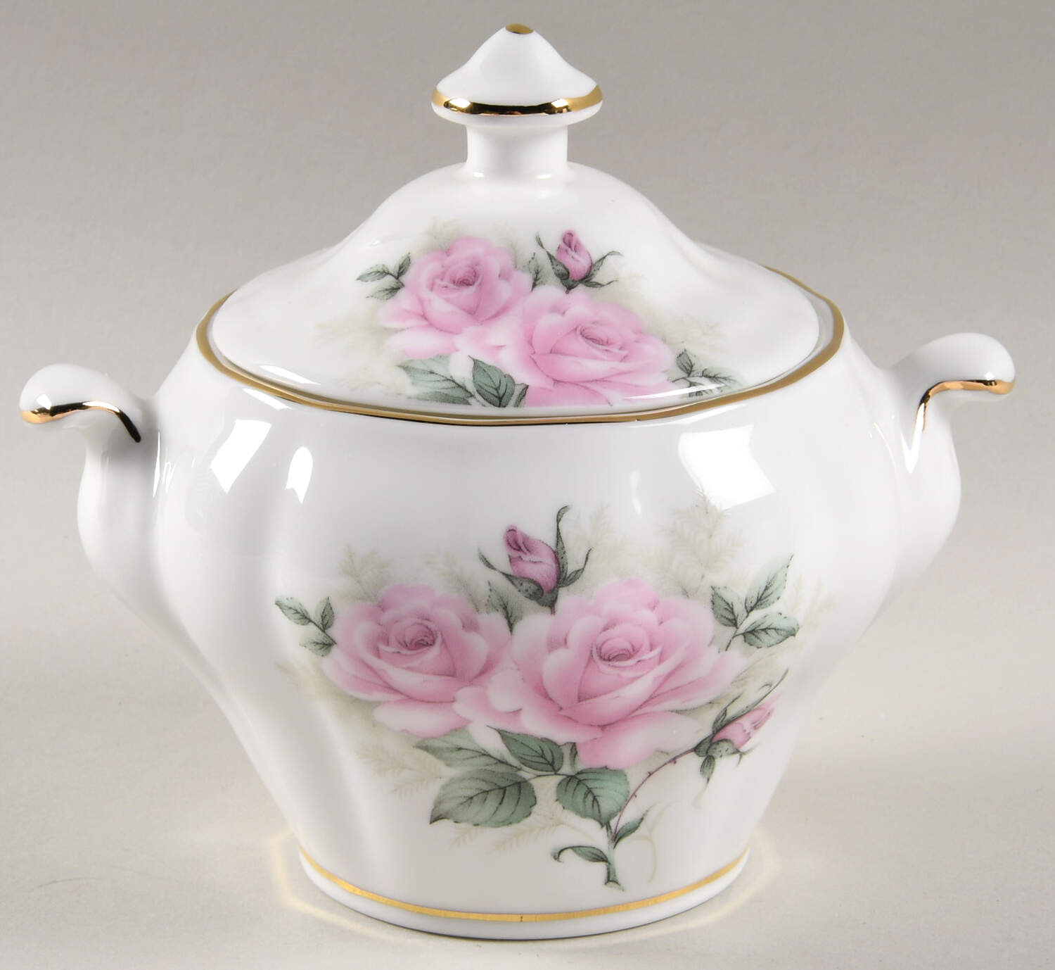 Rose Bouquet Sugar Bowl & Lid by Gracie Bone China-1