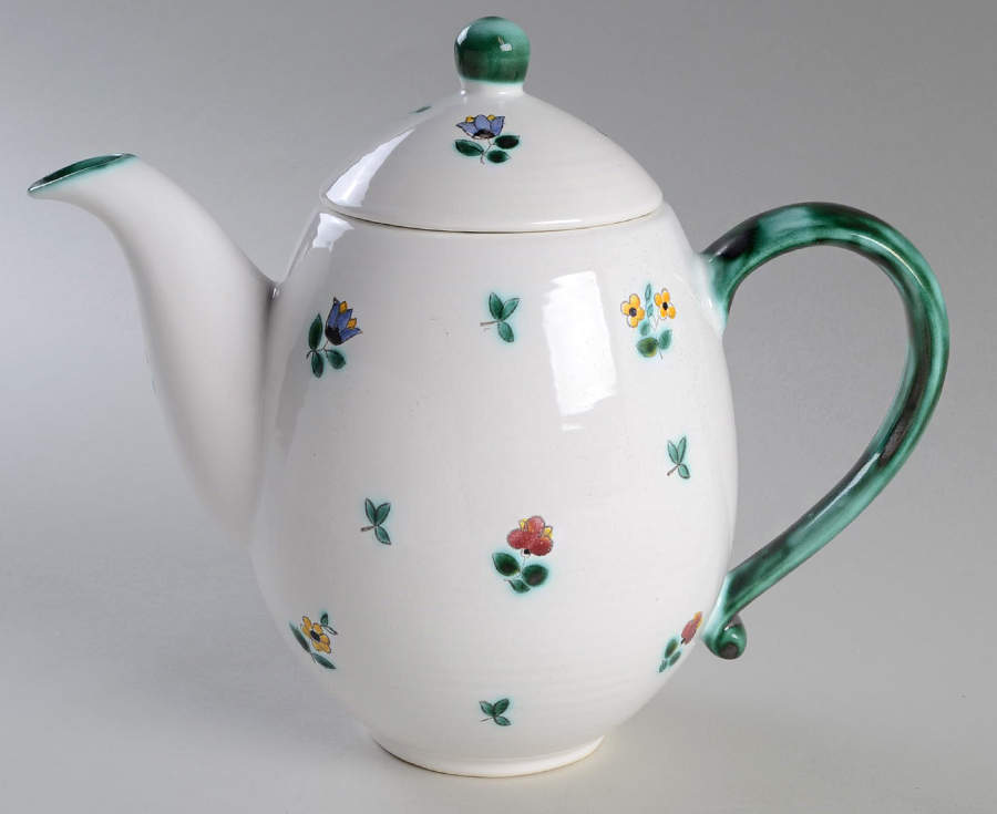 Scattered Blossom Green (Coupe) Coffee Pot & Lid by Gmundner Austria-1