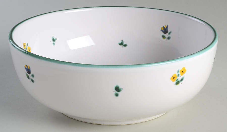 Scattered Blossom Green (Coupe) 9" Round Vegetable Bowl by Gmundner Austria-1
