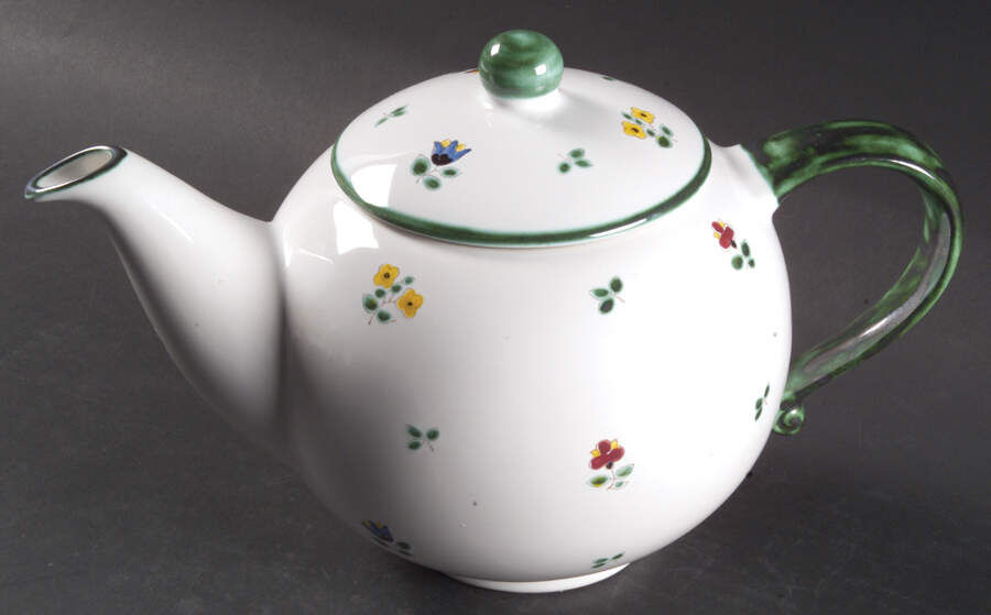 Scattered Blossom Green (Coupe) Teapot & Lid by Gmundner Austria-1