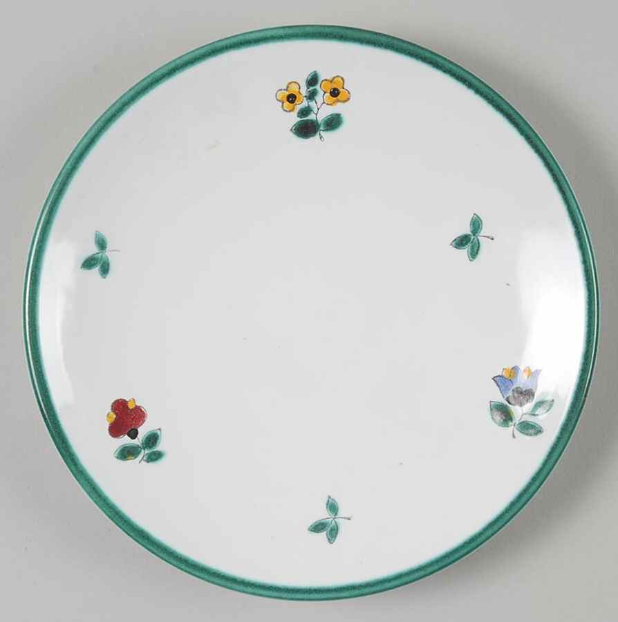 Scattered Blossom Green (Coupe) Saucer for Flat Cup by Gmundner Austria-1