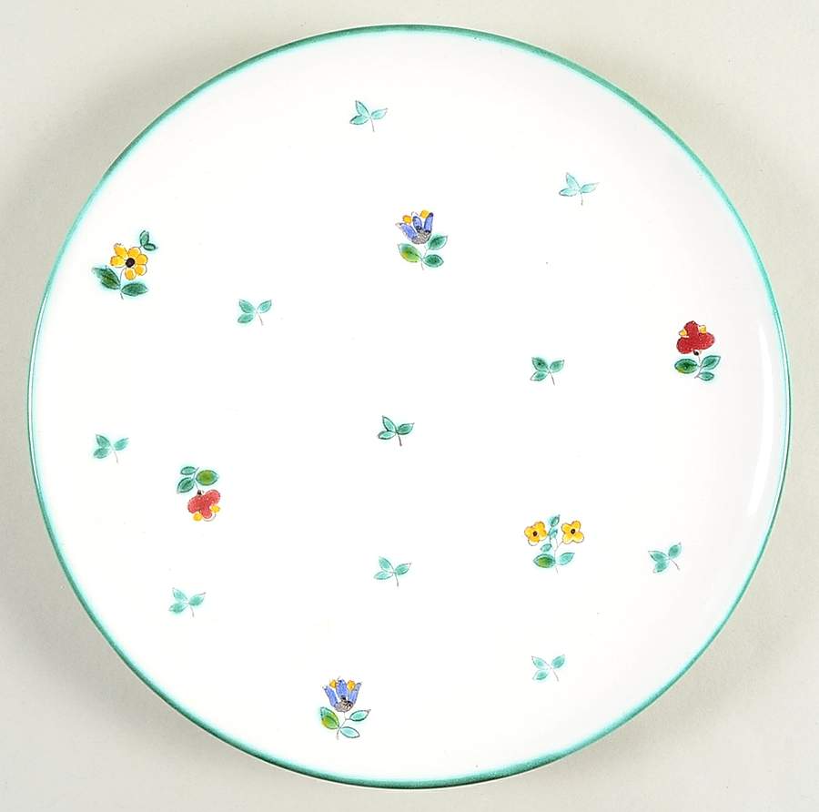 Scattered Blossom Green (Coupe) Dinner Plate by Gmundner Austria-1