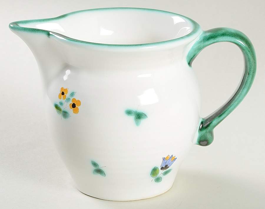 Scattered Blossom Green (Coupe) Creamer by Gmundner Austria-1