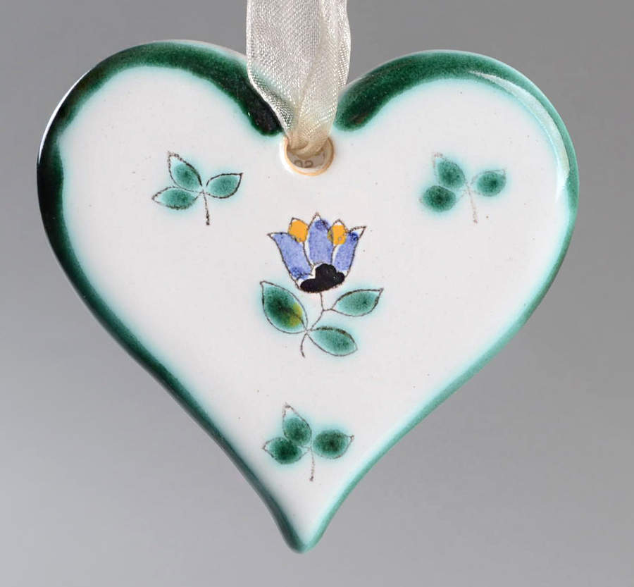 Scattered Blooms Accessories Green Heart Ornament by Gmundner Austria-1