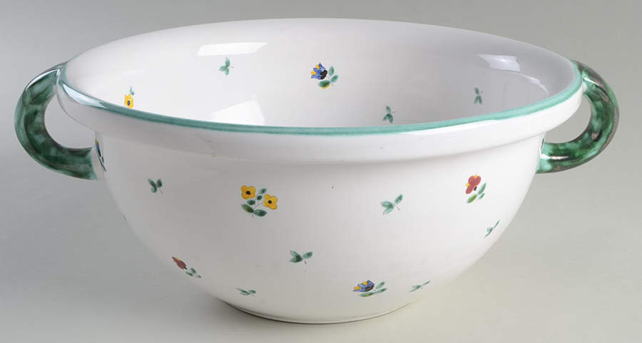 Scattered Blooms Accessories Green 12" Round Handled Bowl by Gmundner Austria-1