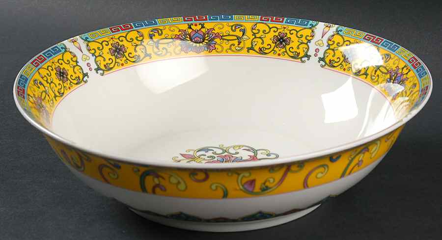 Yellow Dynasty 9" Round Serving Bowl by Gracie Bone China-1