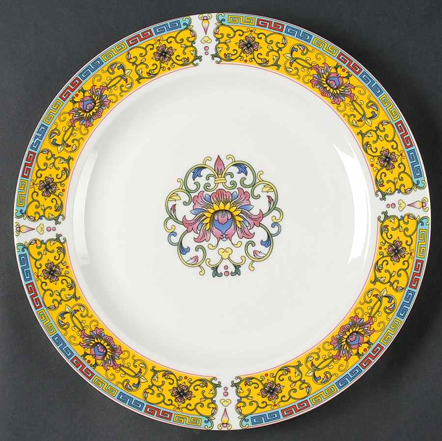 Yellow Dynasty 12" Chop Plate (Round Platter) by Gracie Bone China-1