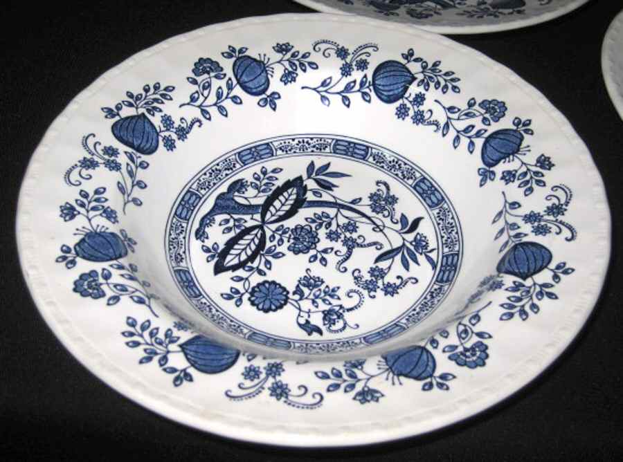 Blue Onion Rim Soup Bowl by Grindley-1