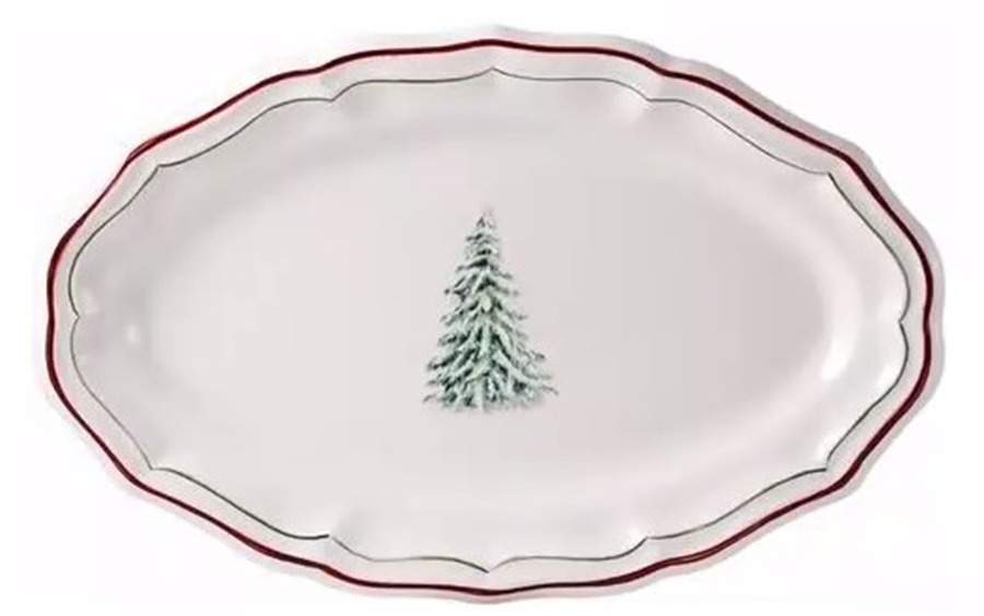 Filets Noel (Christmas Tree) 16" Oval Serving Platter by Faiencerie De Gien-1