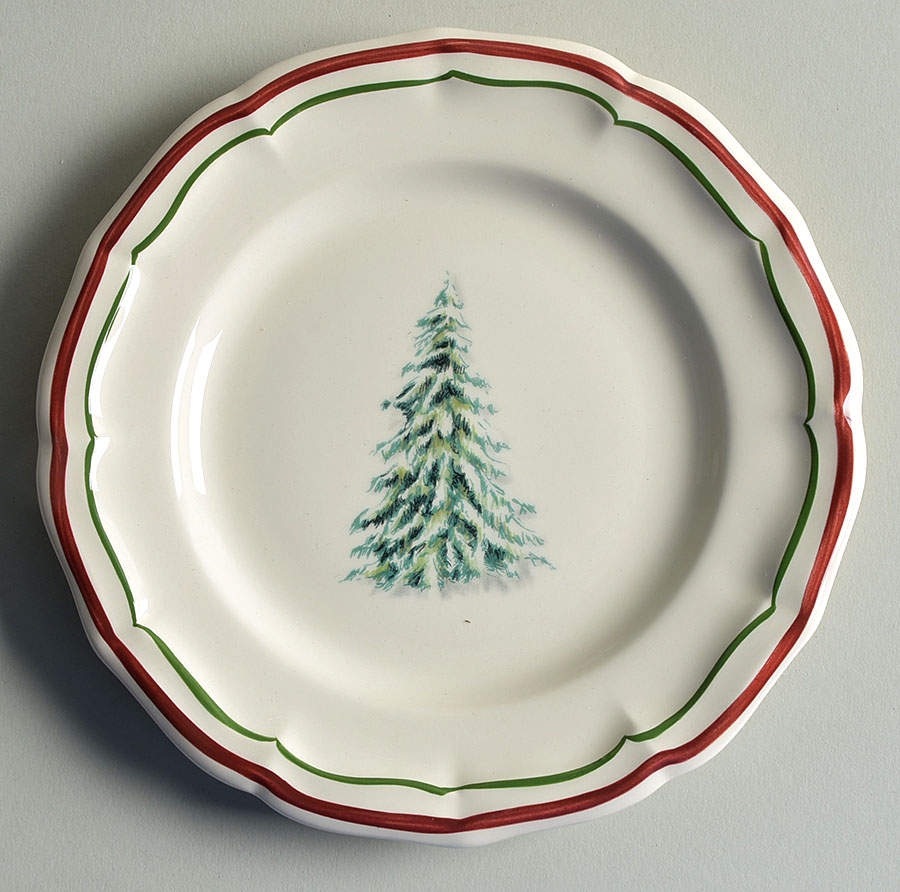 Filets Noel (Christmas Tree) Canape Plate by Faiencerie De Gien-1