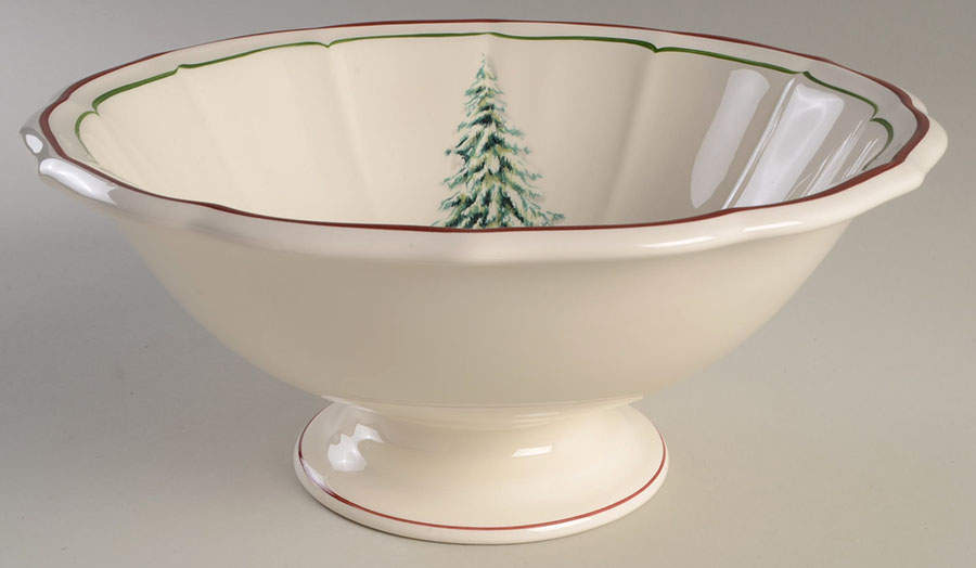 Filets Noel (Christmas Tree) 11" Round Vegetable Bowl by Faiencerie De Gien-1