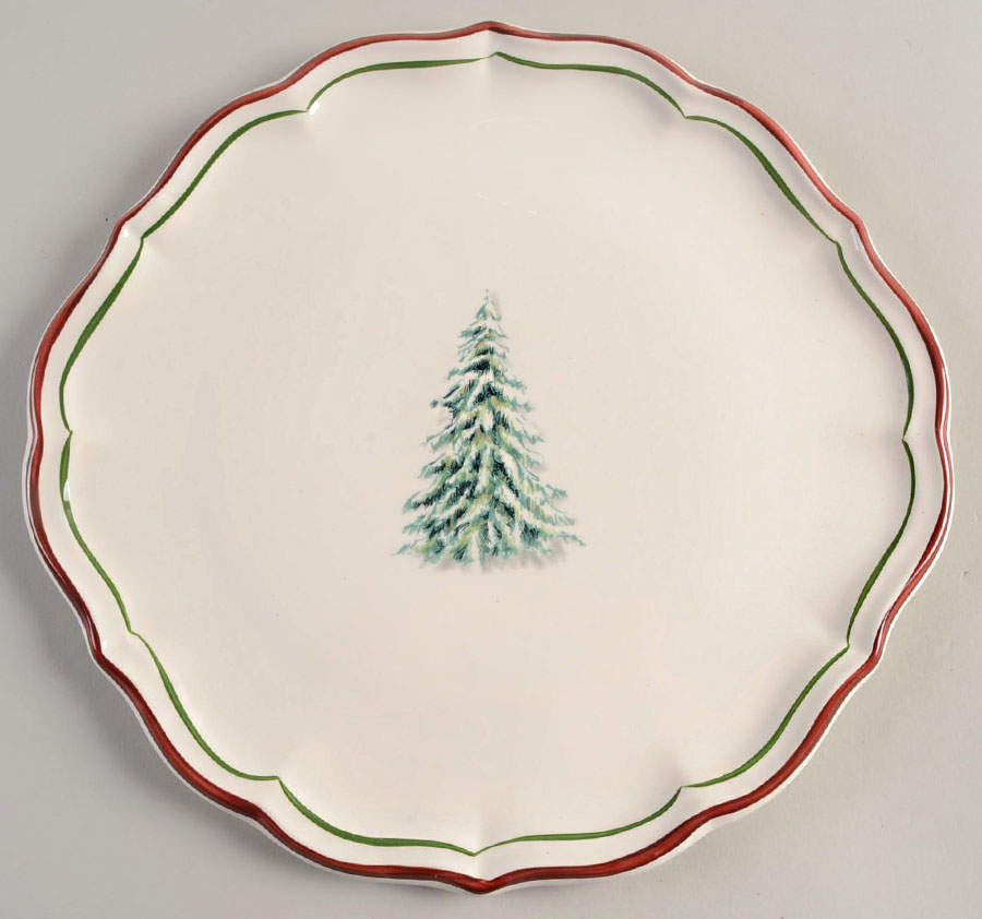 Filets Noel (Christmas Tree) Cake Plate by Faiencerie De Gien-1