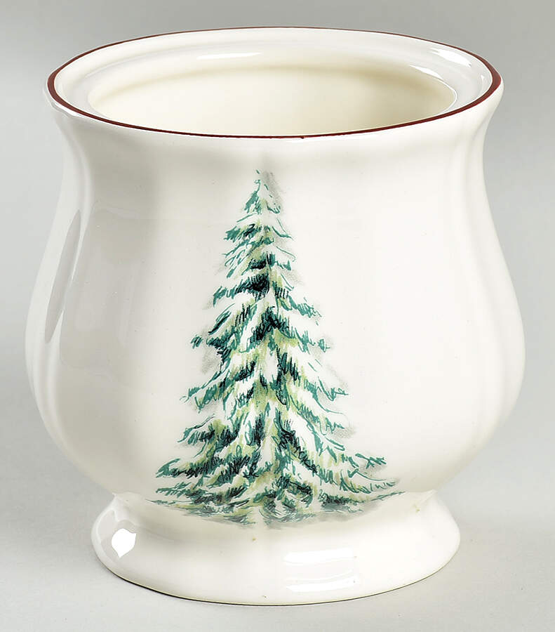 Filets Noel (Christmas Tree) Sugar Bowl No Lid by Faiencerie De Gien-1