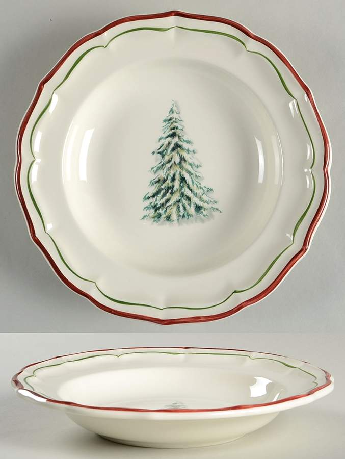 Filets Noel (Christmas Tree) Large Rim Soup Bowl by Faiencerie De Gien-1