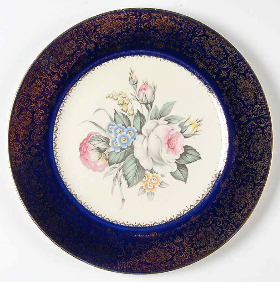 Tudor Rose Blue Dinner Plate by Georgian China-1